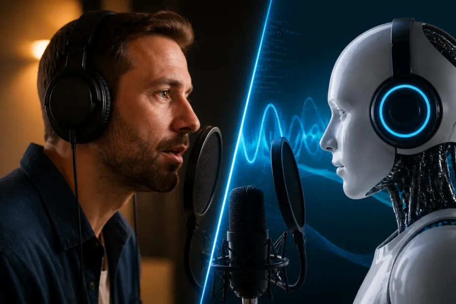 Voz humana profissional versus voz artificial em campanhas