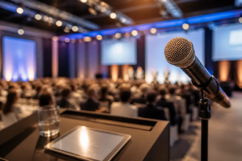 Voz profissional para eventos corporativos e feiras