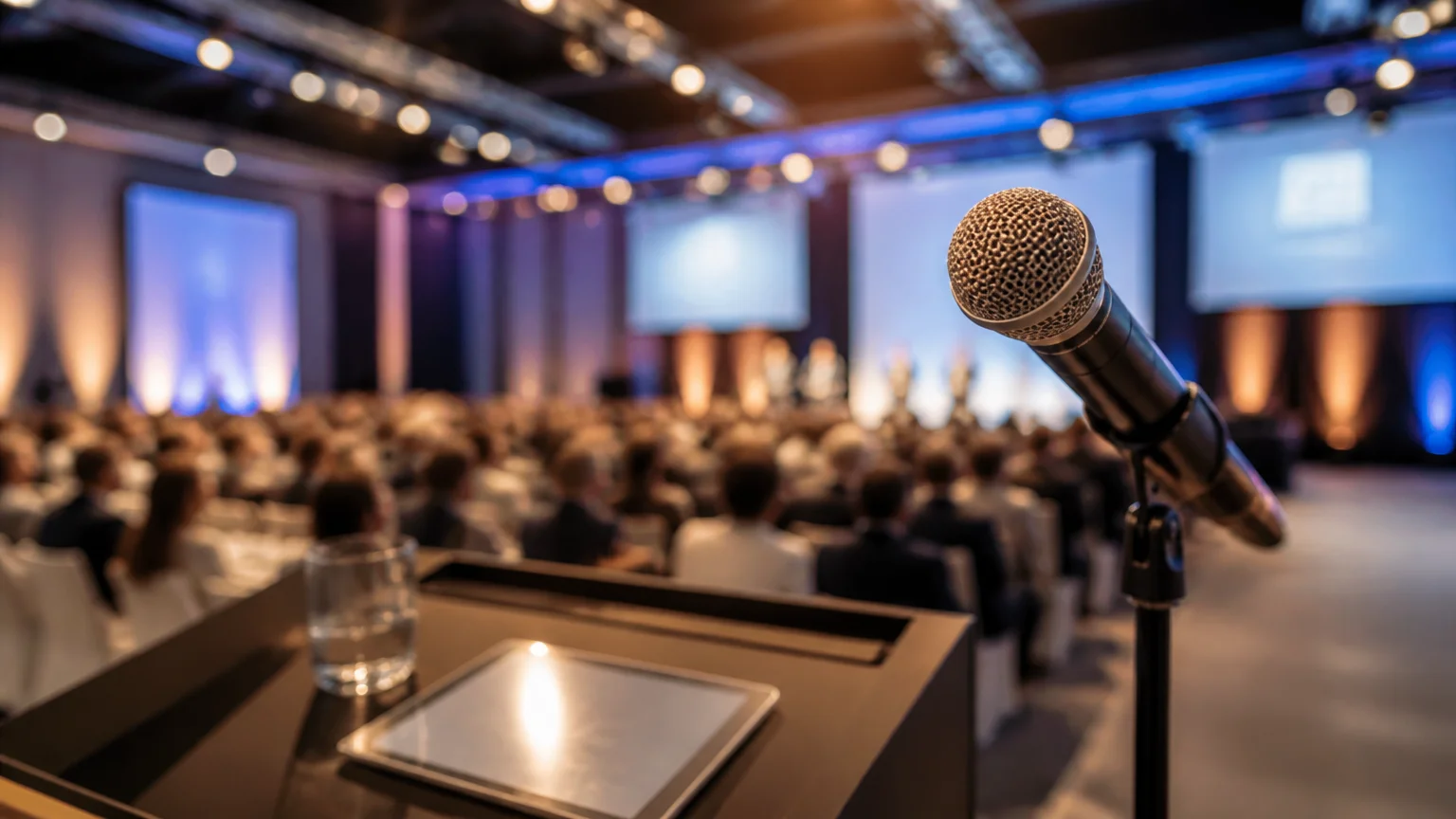 Voz profissional para eventos corporativos e feiras